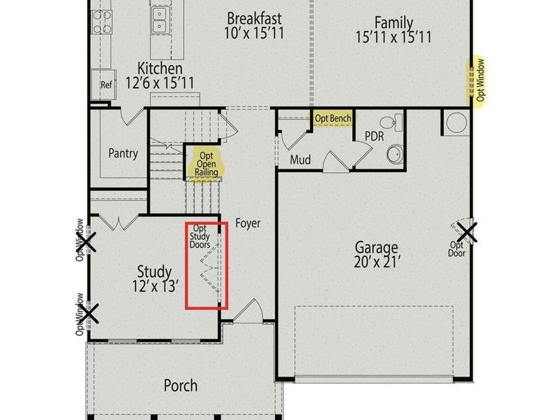 2D floor plan layout of this home in Enclave at Belmont, Belmont, NC (Image 2).