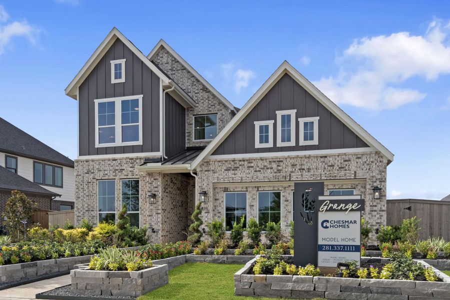 Front exterior of a new home in The Highlands, Porter, TX, highlighting curb appeal (Image 22).