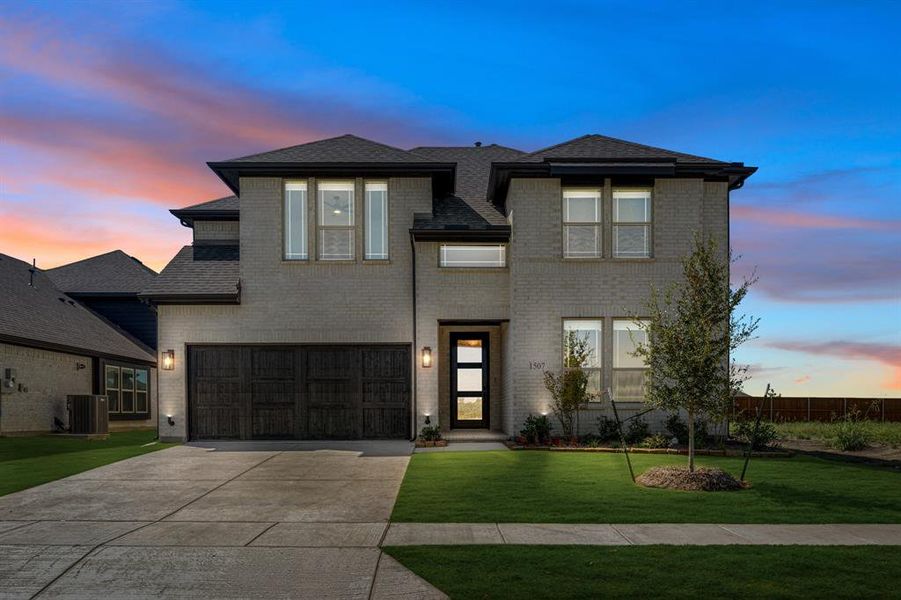 Front exterior of a new home in Devonshire Classic 50-55, Forney, TX, highlighting curb appeal (Image 23). Front exterior of a new home in Devonshire Classic 50-55, Forney, TX, highlighting curb appeal (Image 23).