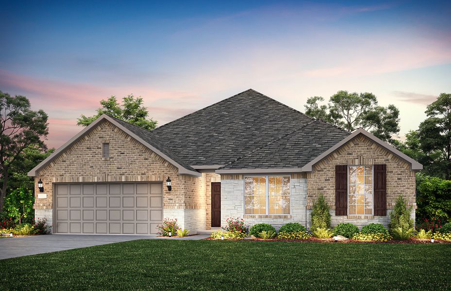 The Northlake, a one-story home with 2-car garage, shown as Home Exterior B