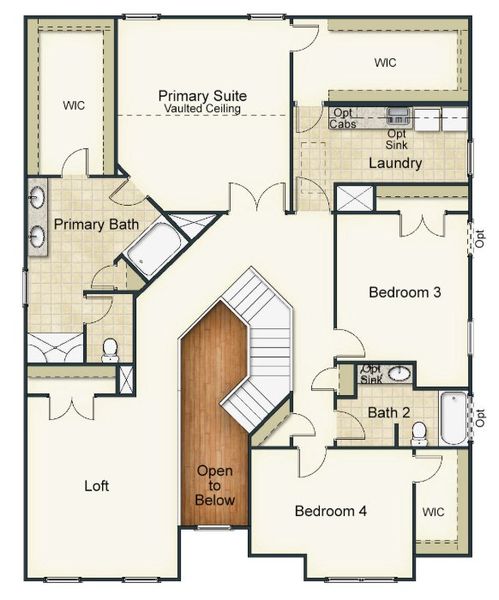 2D floor plan layout for the Hanover Lux by Keystone Homes NC in Weybridge, Burlington, NC (Image 6).