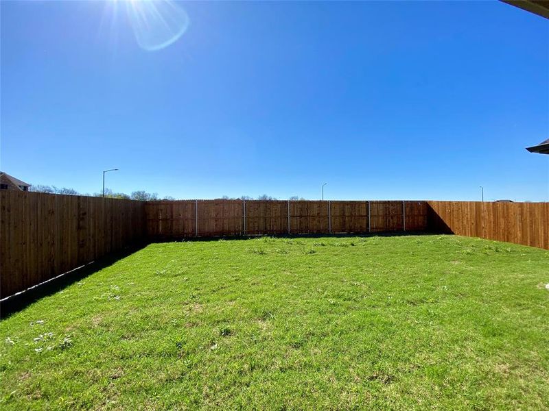 Great, flat, back yard with stained fence & metal posts is a blank slate waiting for your special touches!