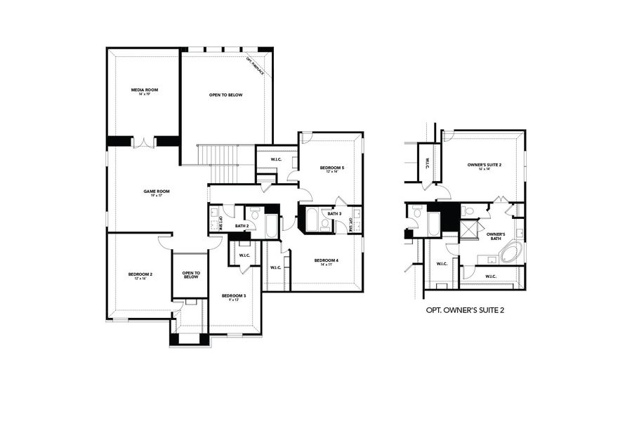 2D floor plan layout for the Cornell by DRB Homes in Mostyn Manor Reserve, Magnolia, TX (Image 3).