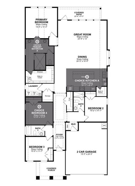 2D floor plan layout for the Crockett by Beazer Homes in Ellwood: Heritage Collection, Iowa Colony, TX (Image 3).