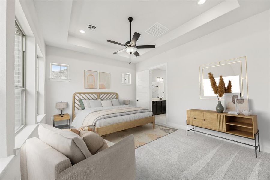 Furnished interior view inside a new home in Elements at Viridian - Garden Series, Arlington (Image 9). Furnished interior view inside a new home in Elements at Viridian - Garden Series, Arlington (Image 9).