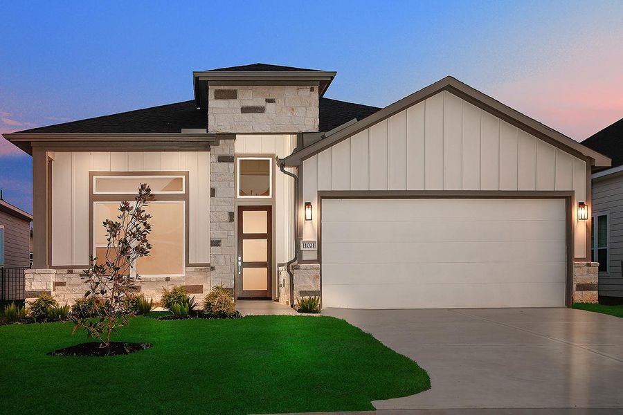 Front exterior of a new home in Lake Breeze, Willis, TX, highlighting curb appeal (Image 2). Front exterior of a new home in Lake Breeze, Willis, TX, highlighting curb appeal (Image 2).