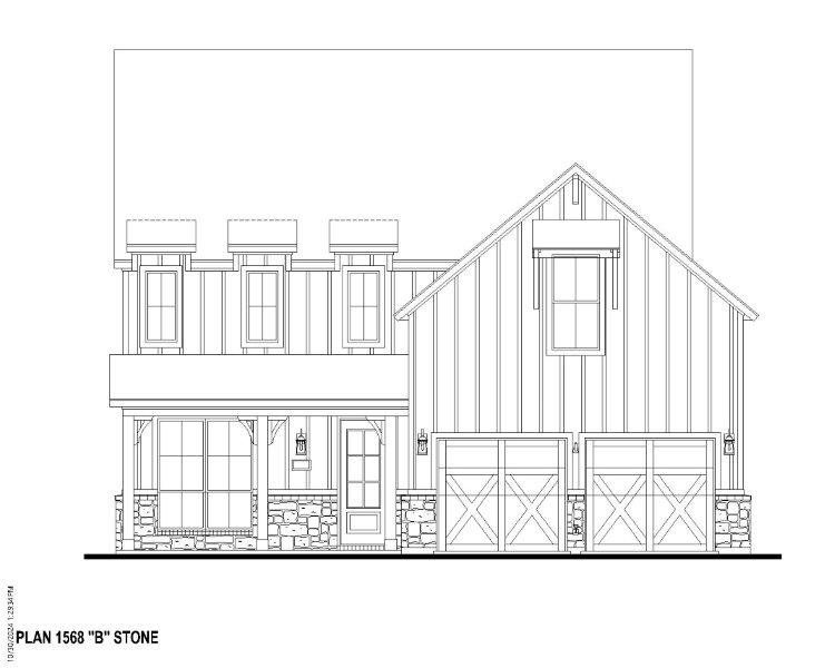 Plan 1568 Elevation B w/ Stone