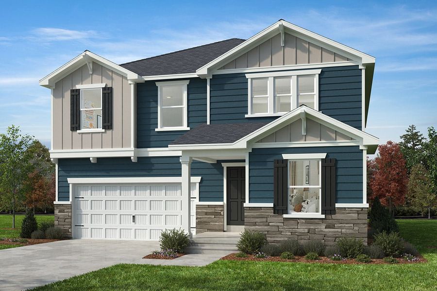 Representative exterior photo of a completed home built from the 3147 by KB Home in Utley Farms, New Hill, NC (Image 7).