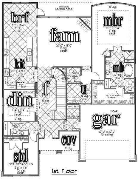 2D floor plan layout for the The Addison by Whitestone Custom Homes in Johnson Ranch, Bulverde, TX (Image 7).