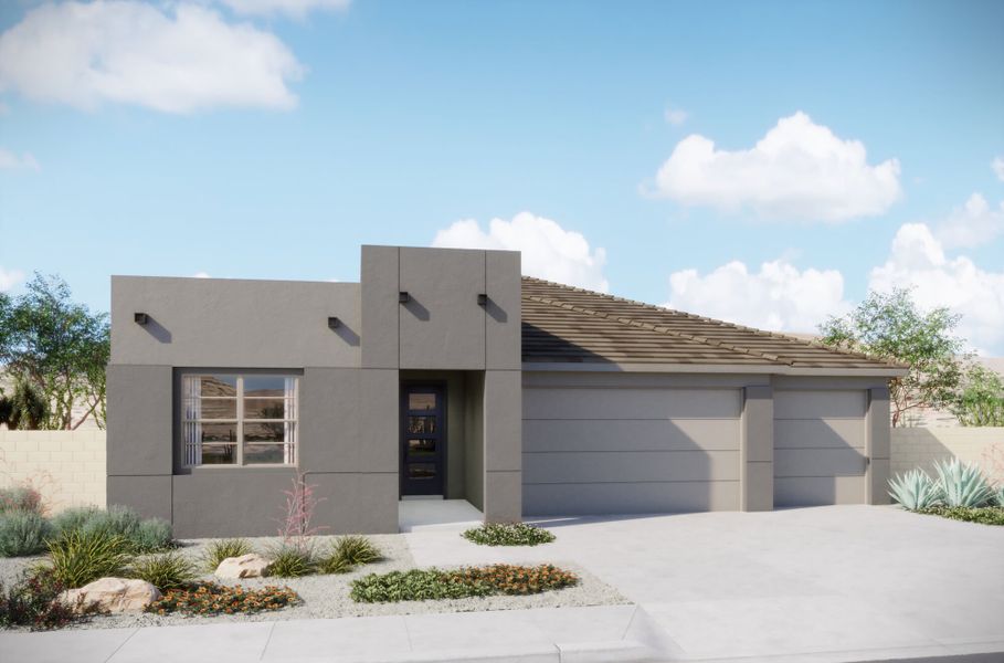 Representative exterior photo of a completed home built from the Crimson by Mattamy Homes in Tavira at Twin Peaks, Marana, AZ (Image 1).