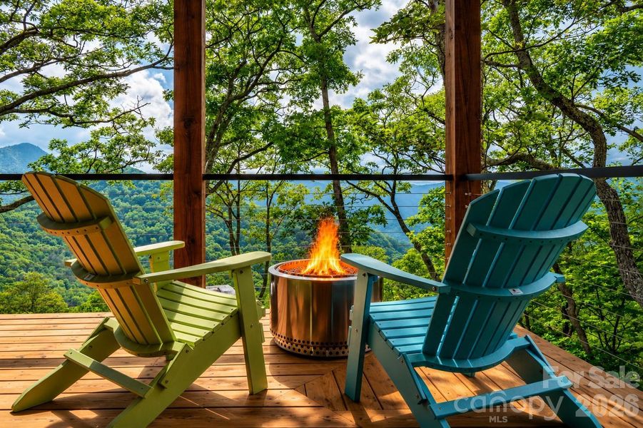 front porch with solo stove