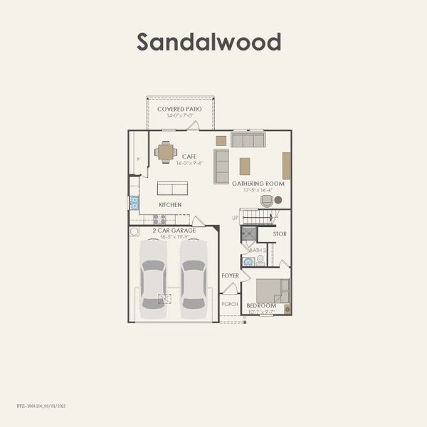 2D floor plan layout for the Sandalwood by Centex in Cottonwood, Howe, TX (Image 3).