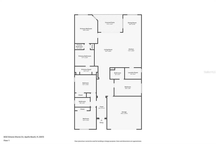 2D floor plan layout of this home in , Apollo Beach, FL (Image 2).