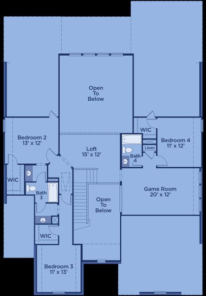 2D floor plan layout for the Eastland by UnionMain Homes in Cambridge Crossing, Celina, TX (Image 6). 2D floor plan layout for the Eastland by UnionMain Homes in Cambridge Crossing, Celina, TX (Image 6).