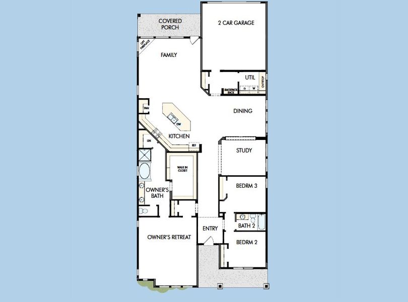 2D floor plan layout for the The Allanson by David Weekley Homes in Emerald Heights at Bridgeland Central – 50’ Alley, Cypress, TX (Image 3).