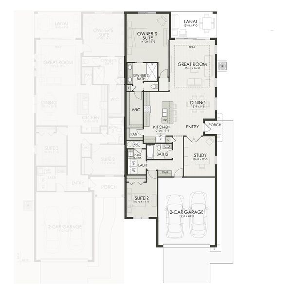 2D floor plan layout for the Banyan by Homes by Towne in Shellstone at Waterside, Sarasota, FL (Image 6). 2D floor plan layout for the Banyan by Homes by Towne in Shellstone at Waterside, Sarasota, FL (Image 6).