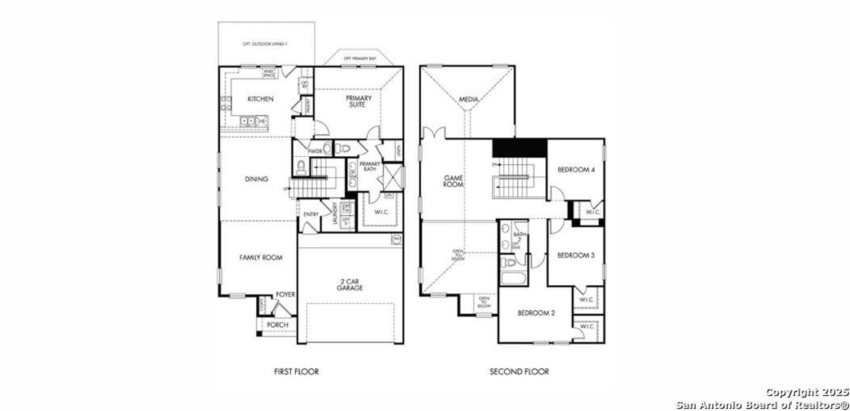 2D floor plan layout of this home in Legendary Trails - Premier Series, Cibolo, TX (Image 2).