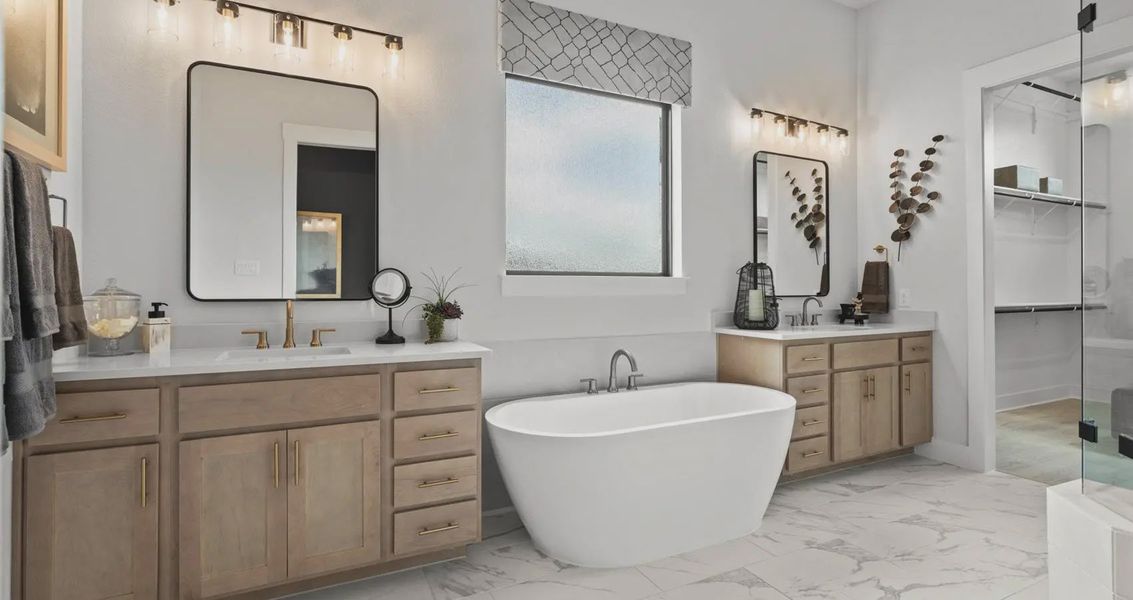 Representative furnished interior of a home built from the Stetson by Chesmar Homes in Sweetwater, Austin (Image 18).