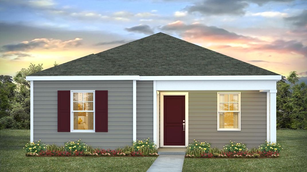 Representative exterior photo of a completed home built from the Perry by D.R. Horton in The Park at Wilkinson, Orangeburg, SC (Image 1).