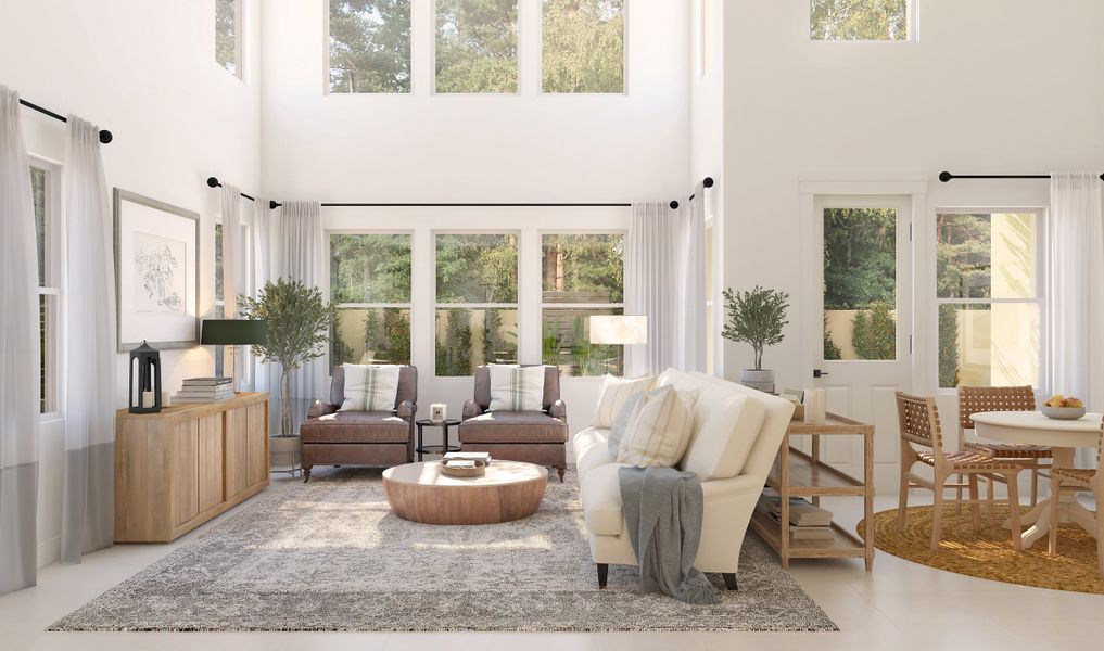 Great room with two-story ceiling