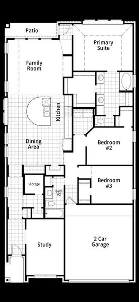 2D floor plan layout for the Aston by Highland Homes in Treeline, Justin, TX (Image 5).