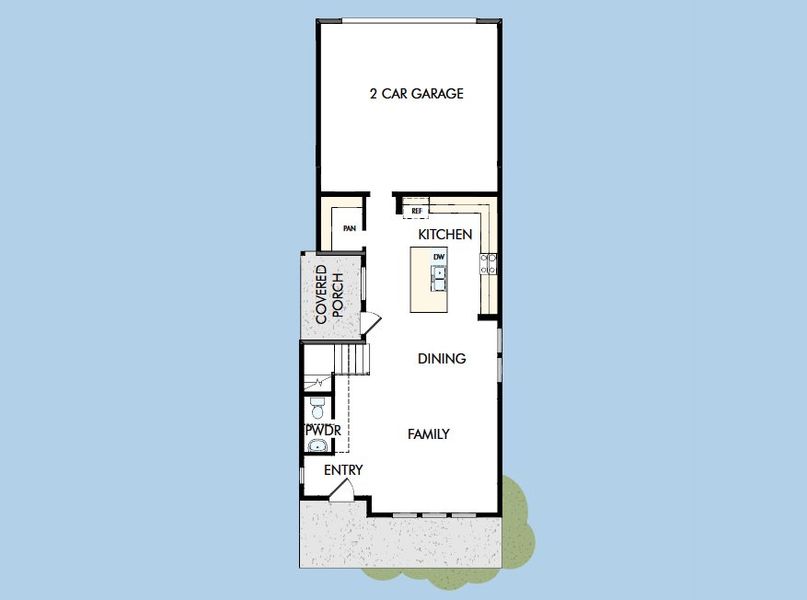 2D floor plan layout for the The Booker by David Weekley Homes in Jubilee - Cottages Row Collection, Hockley, TX (Image 3).