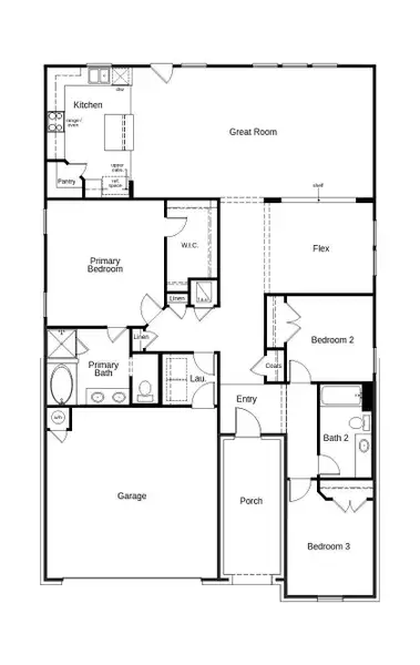 This floor plan features 3 bedrooms, 2 full baths and over 1,800 square feet of living space.