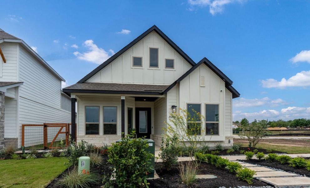 Representative exterior photo of a completed home built from the Tobias by Chesmar Homes in The Crossvine – Garden Homes, Schertz, TX (Image 8).