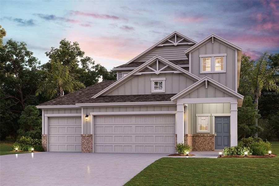Front exterior of a new home in Seminole Palms, Palm Coast, FL, highlighting curb appeal (Image 30).