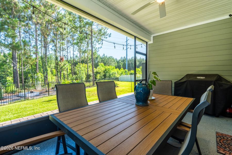 Exterior details and patio area of a home in Elm Creek at Silverleaf, St. Augustine (Image 23). Exterior details and patio area of a home in Elm Creek at Silverleaf, St. Augustine (Image 23).