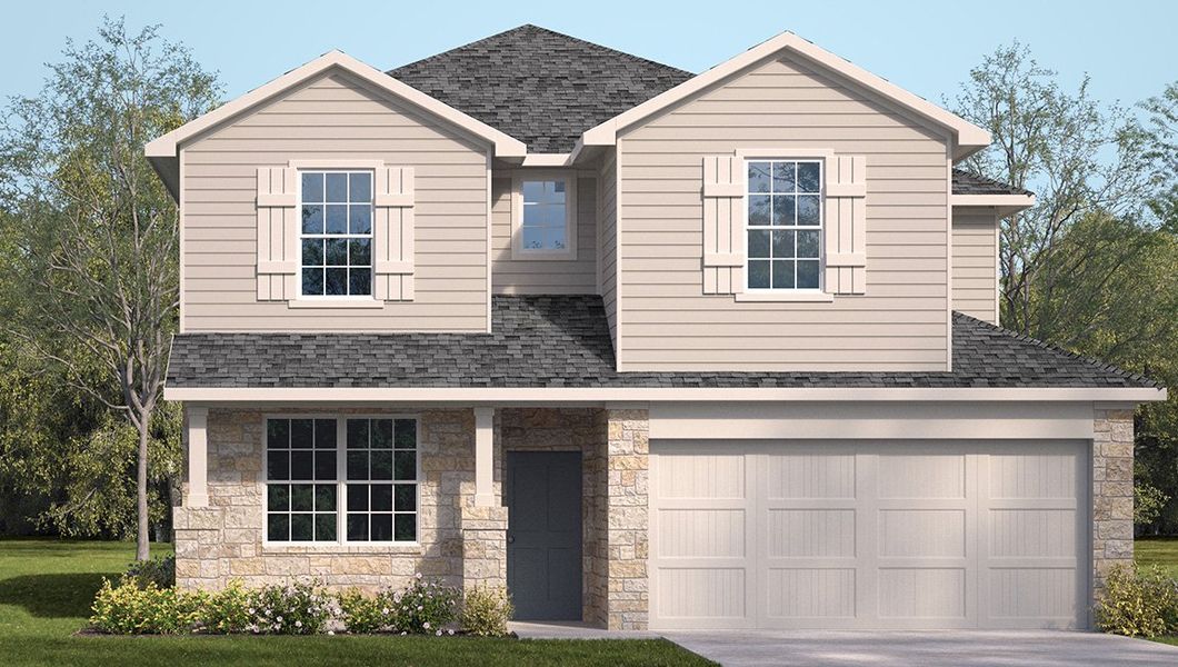 Representative exterior photo of a completed home built from the The Saban by D.R. Horton in The Birch at Spencer Ranch, Boerne, TX (Image 4). Representative exterior photo of a completed home built from the The Saban by D.R. Horton in The Birch at Spencer Ranch, Boerne, TX (Image 4).