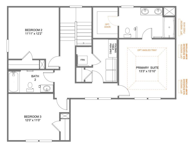 2D floor plan layout for the Charlotte by True Homes in Shay Crossing, Salisbury, NC (Image 3).