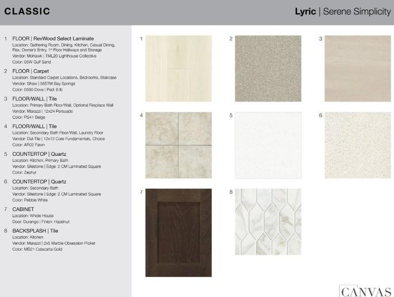 21510 Blackburn Bend Lane design selections. Home is currently under construction and selections are subject to change.