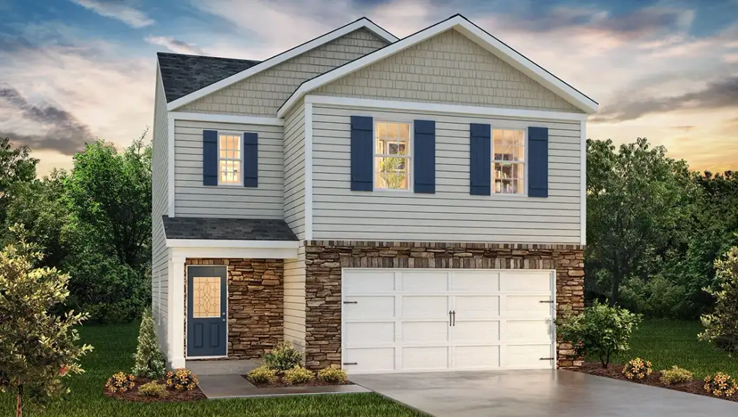 Representative exterior photo of a completed home built from the Taylor by D.R. Horton in Sweetwater Village, Rockwell, NC (Image 1). Representative exterior photo of a completed home built from the Taylor by D.R. Horton in Sweetwater Village, Rockwell, NC (Image 1).