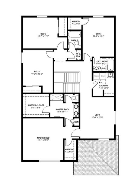 2D floor plan layout for the Oakley by Hartford Homes in Trailside Story Collection - Single Family Homes, Timnath, CO (Image 4).