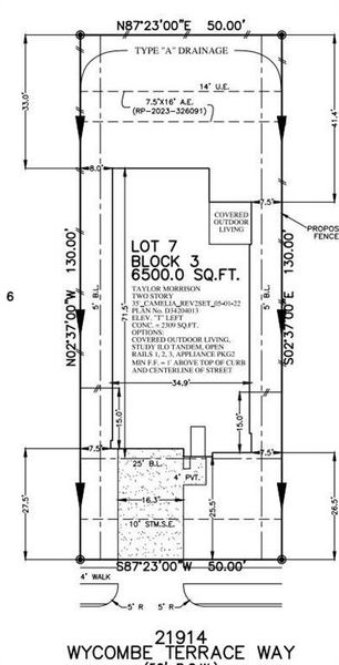 21914 Wycombe Terrace Way preliminary plot plan