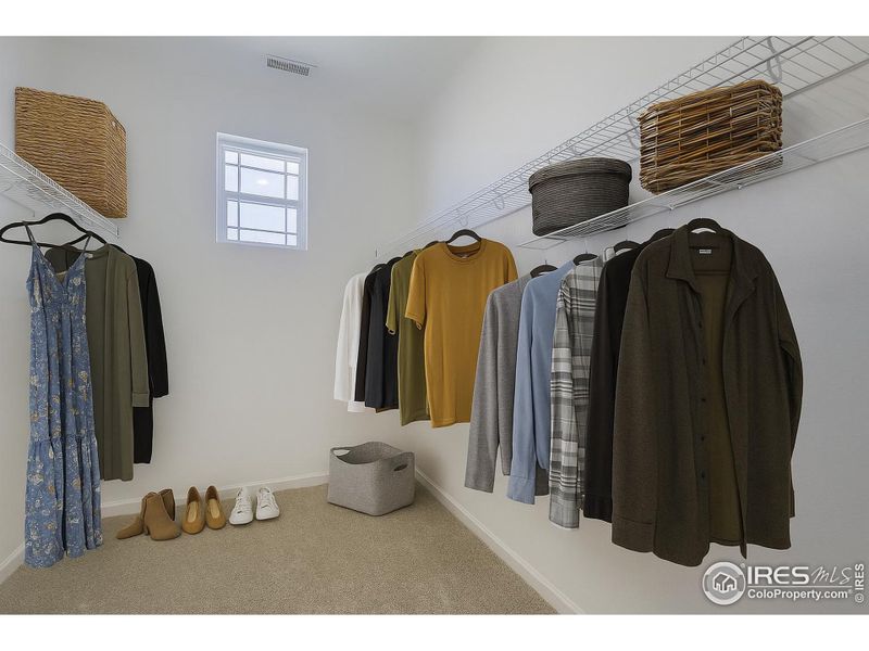 Primary bedroom walk-in closet