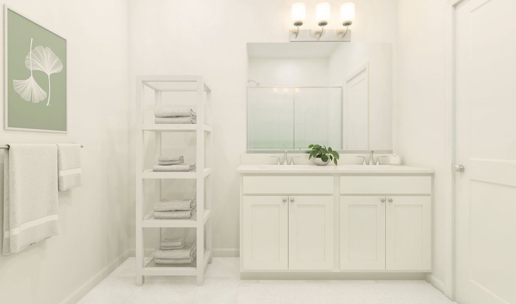 Primary bath with dual vanities