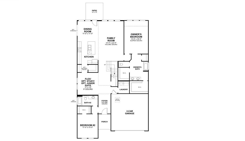 2D floor plan layout for the Balcones by M/I Homes in Eliana, McKinney, TX (Image 4).