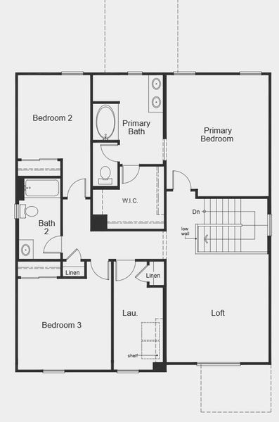 2D floor plan layout for the 2373 Modeled by KB Home in Skyline Village Enclaves, San Tan Valley, AZ (Image 3).