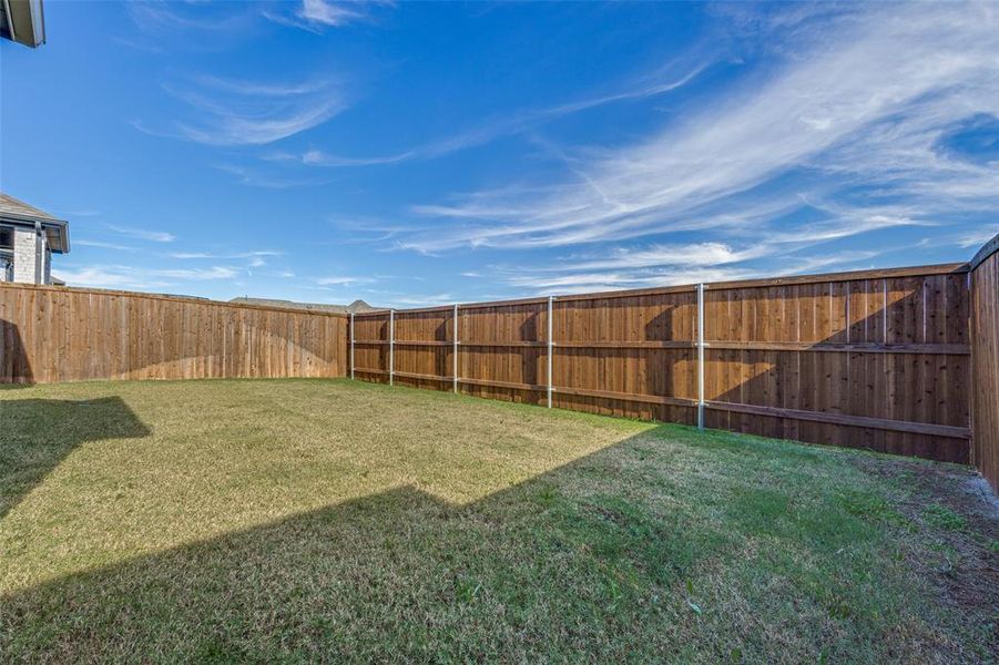 View of fenced backyard