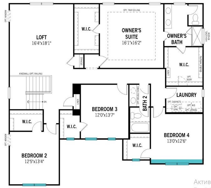 2D floor plan layout for the Lassen by Mattamy Homes in Bloom, Fuquay Varina, NC (Image 3).