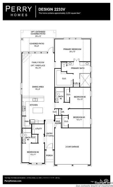2D floor plan layout of this home in Vida 50', San Antonio, TX (Image 2).