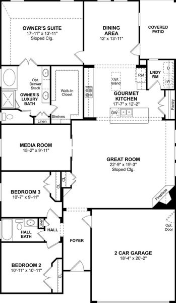 The Juniper II floor plan by K. Hovnanian® Homes. 1st Floor shown. *Prices, plans, dimensions, features, specifications, materials, and availability of homes or communities are subject to change without notice or obligation.