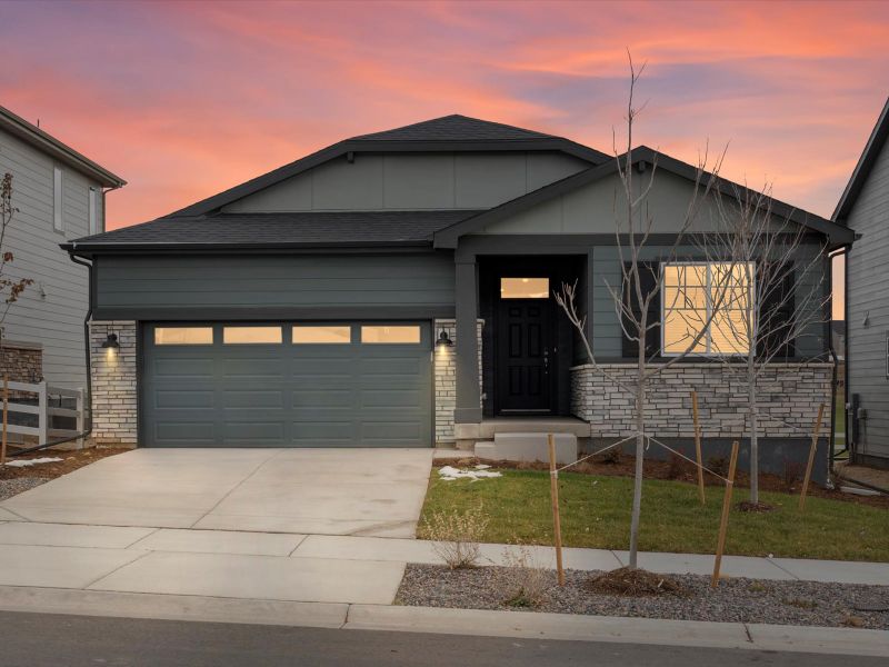 The Sylvan floorplan exterior image taken at a Meritage Homes community in Aurora, CO.