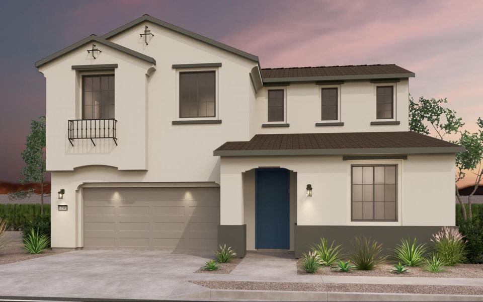 Representative exterior photo of a completed home built from the Poppy by Brookfield Residential in Wildflower at Blossom Rock, Apache Junction, AZ (Image 7).