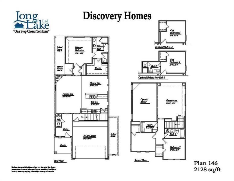 Plan 146 features 4 bedrooms, 3 bath, 1 half bath and over 2,200 square feet of living space.