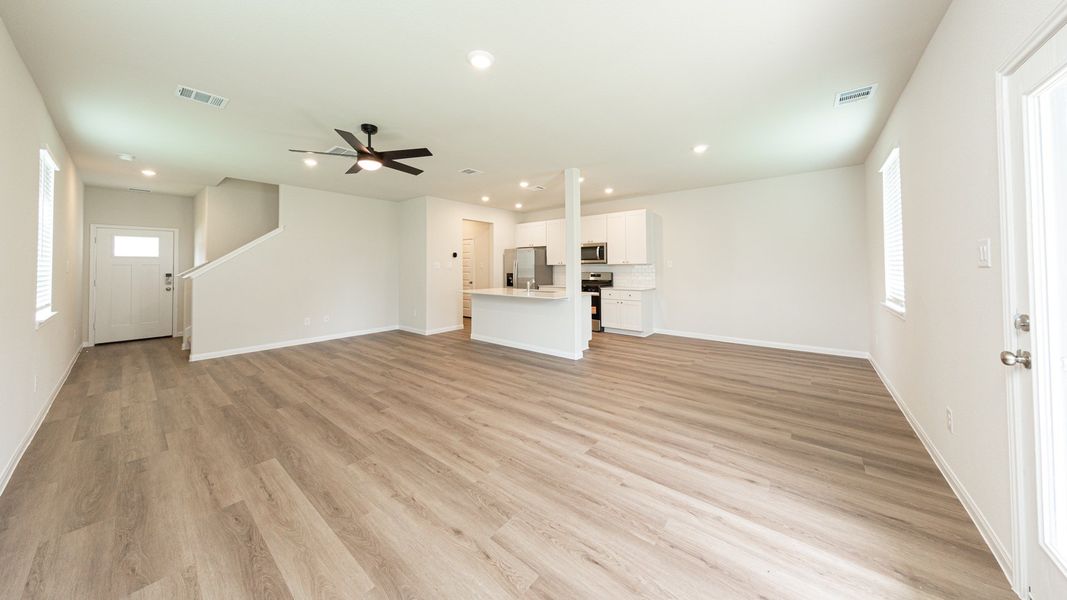Family Room to Kitchen and Dining Area