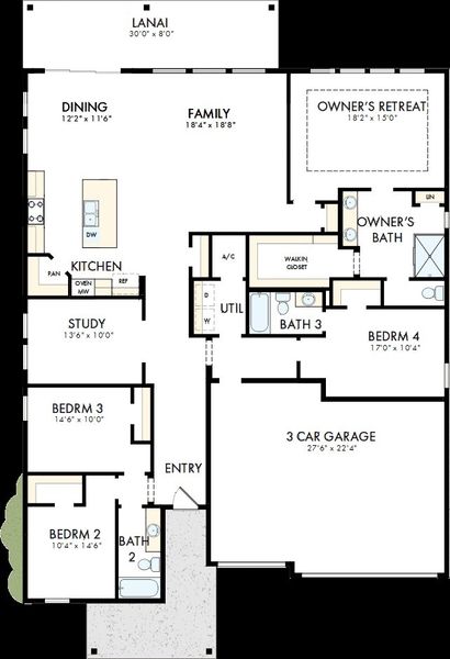 2D floor plan layout of this home in The Preserve at Laurelton – Haven Collection, Green Cove Springs, FL (Image 2). 2D floor plan layout of this home in The Preserve at Laurelton – Haven Collection, Green Cove Springs, FL (Image 2).