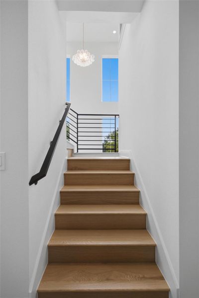 Wood stairs to upper level Wood stairs to upper level